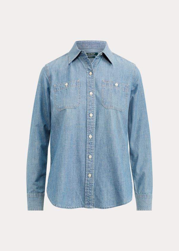 Women's Ralph Lauren Chambray Button-Down Shirts | 342607CGI